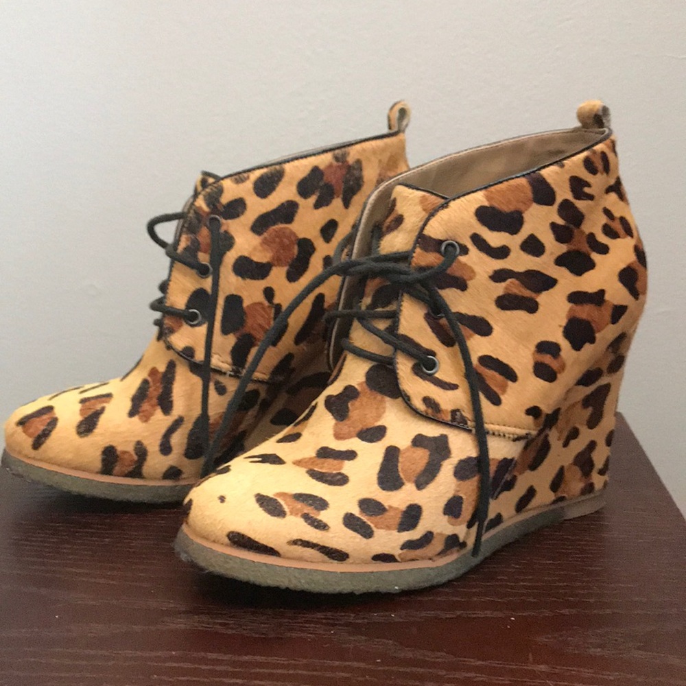 Shoemint Jolly cheetah ponyhair wedges
